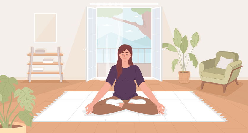 Woman doing yoga during pregnancy  Illustration