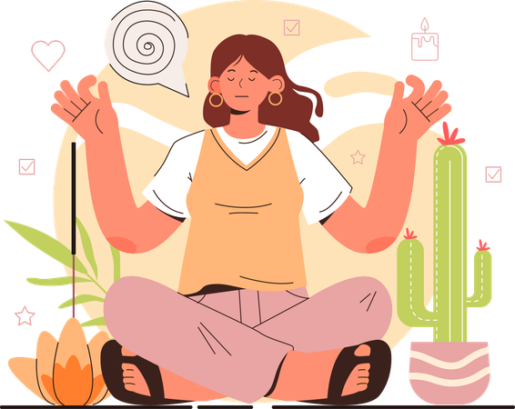 Woman doing yoga meditation  Illustration