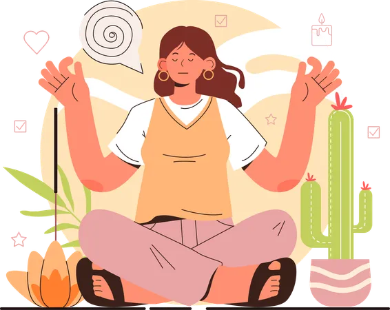 Woman doing yoga meditation  Illustration