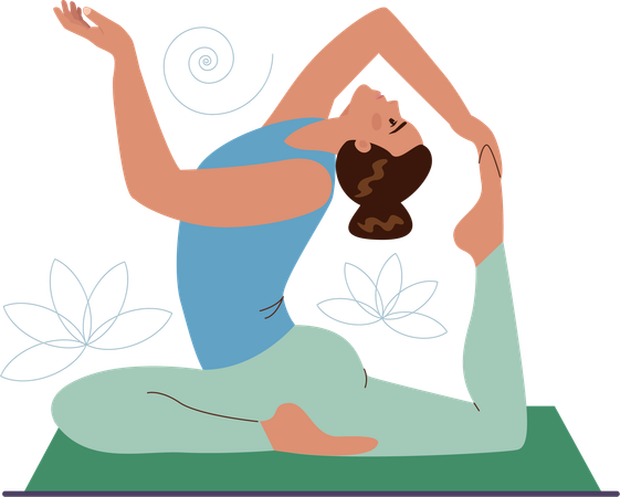 Woman doing yoga on floor mat  Illustration