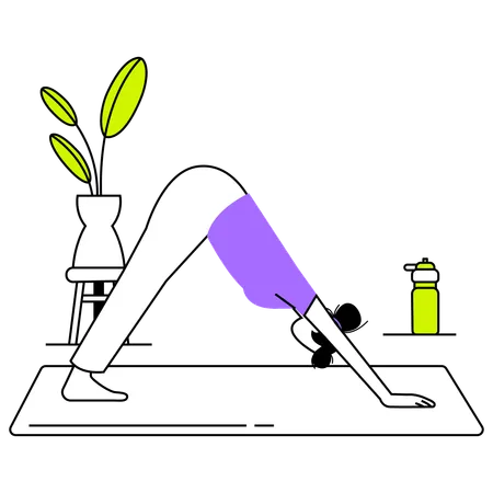 Woman doing yoga on yoga mat  Illustration