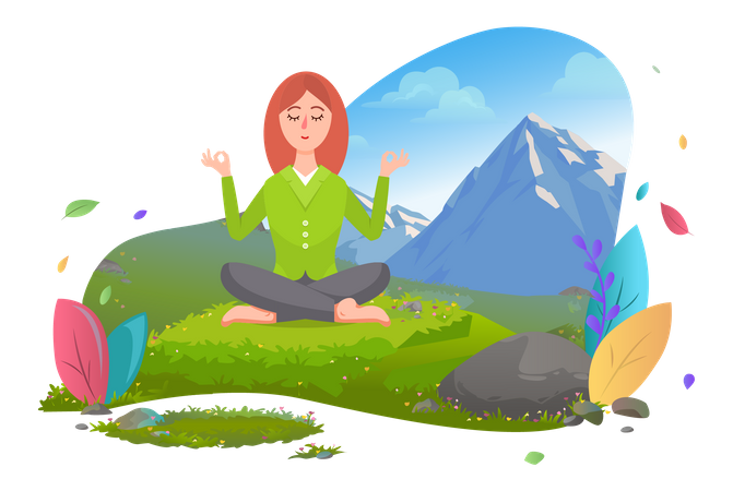 Woman doing yoga on outdoor  Illustration