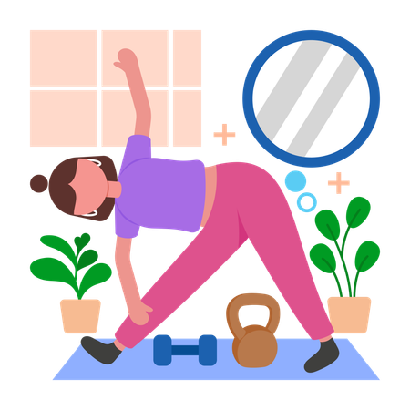 Woman doing yoga on Yoga Mat  Illustration