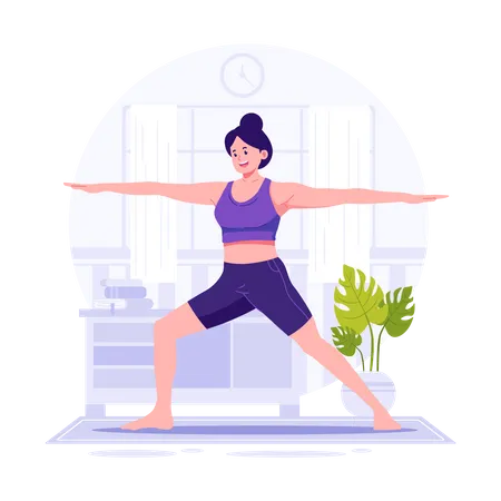 A Woman Stretching Yoga Flat Illustration Illustration