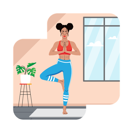 Woman doing yoga Tree Pose  Illustration