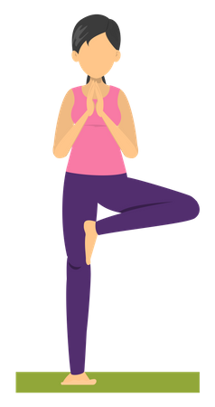 Woman doing Yoga tree pose  Illustration