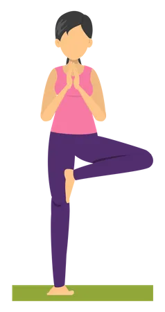 Yoga Tree Pose Exercise For Balance Healthy And Active Lifestyle Stretch And Concentration Isolated Vector Illustration In Cartoon Style Illustration
