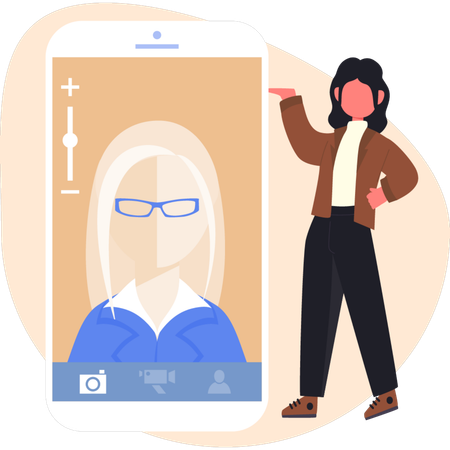 Woman doing zoom in photo on mobile  Illustration