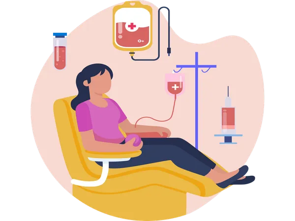 Woman Donating Blood  Illustration