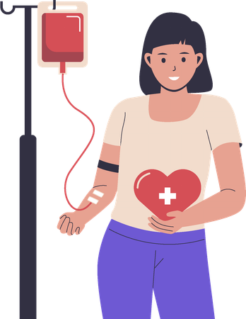 Woman donating blood  Illustration