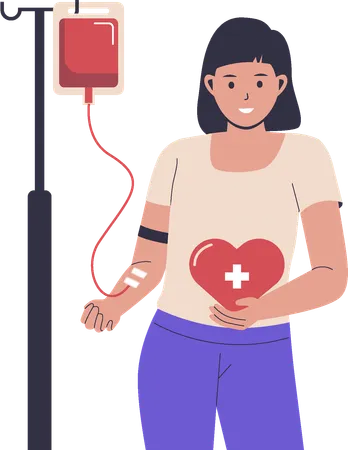 Woman donating blood  Illustration