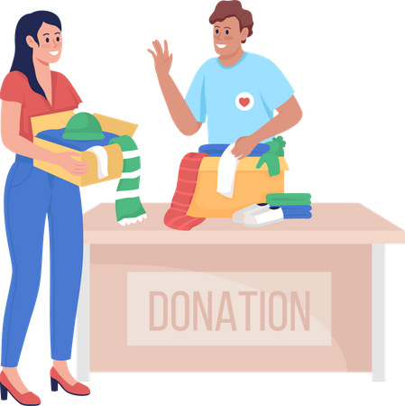Woman donating clothes Illustration