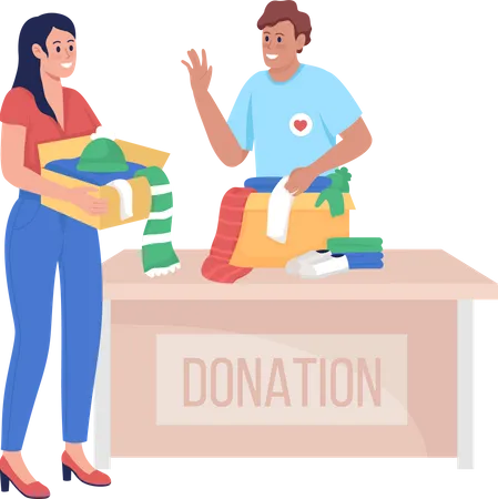Woman donating clothes Illustration
