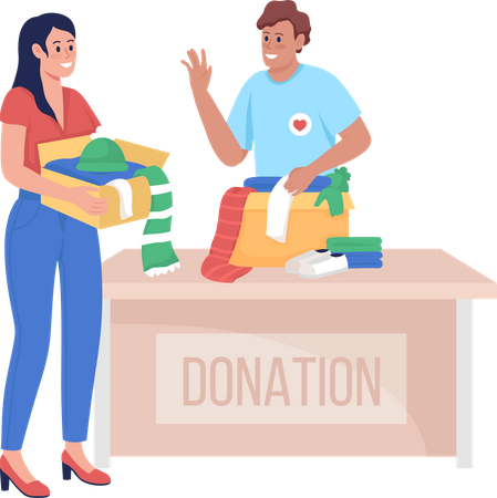 Woman donating clothes  Illustration