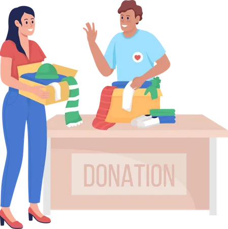 Woman donating clothes  Illustration