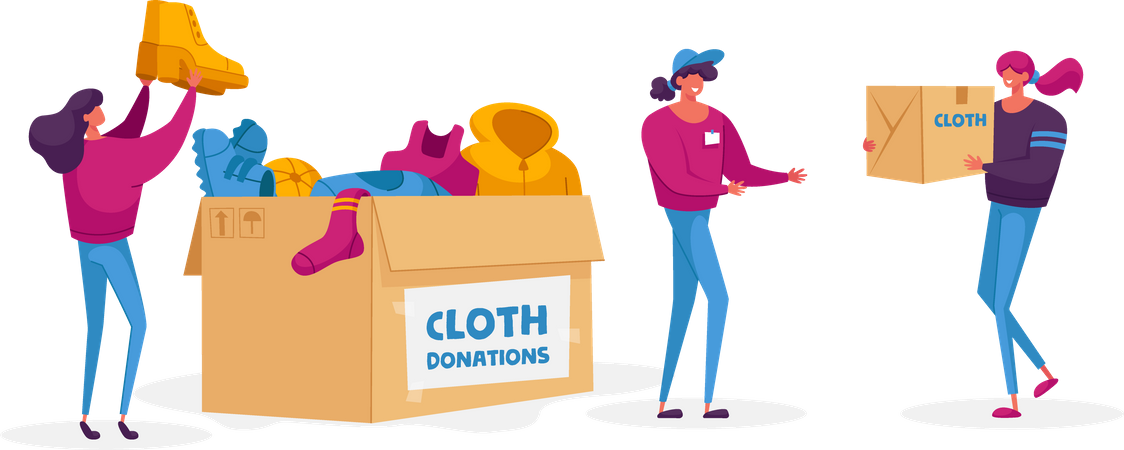 Woman donating clothes  Illustration