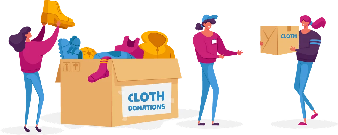 Woman donating clothes  Illustration