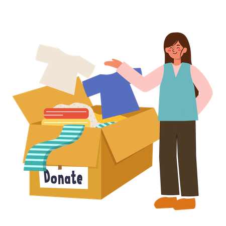 Woman donating clothes  Illustration