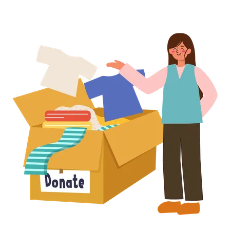 Woman donating clothes  Illustration