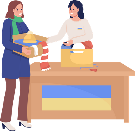 Woman donating clothing  Illustration