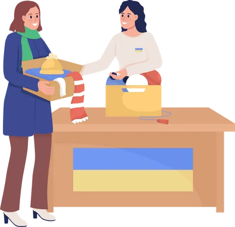 Woman donating clothing  Illustration