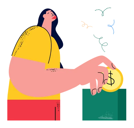 Woman donating money  Illustration