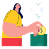 illustration for woman donating money