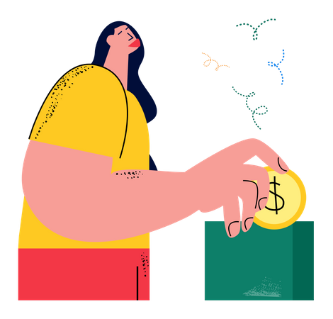 Woman donating money  Illustration