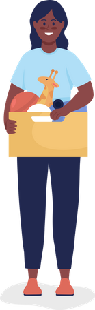 Woman donating toys in box  Illustration