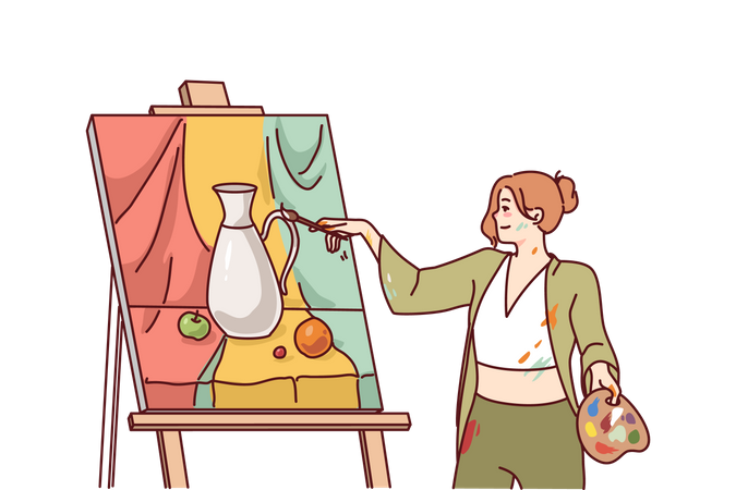 Woman draw painting Illustration