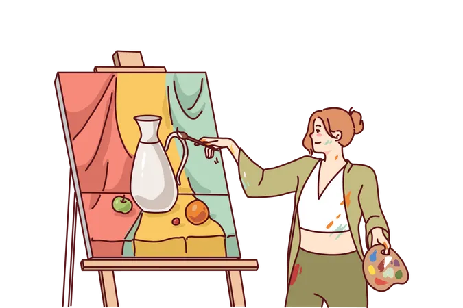 Woman draw painting Illustration
