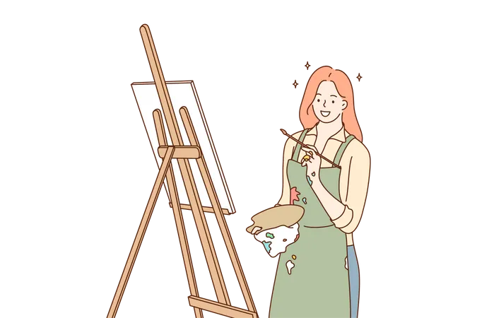 Woman draw painting  Illustration