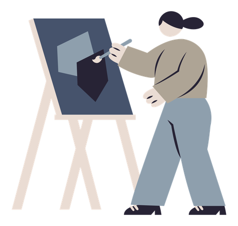 Woman Drawing  Illustration