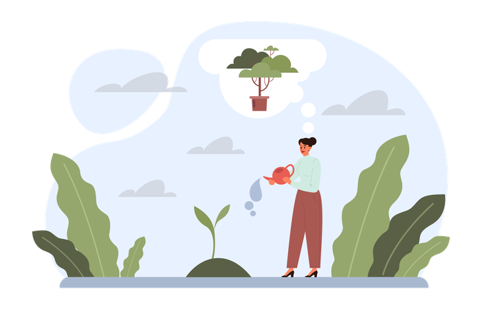 Woman dreams of saving environment  Ilustração