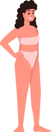 Woman dressed in two-piece swimsuit Illustration