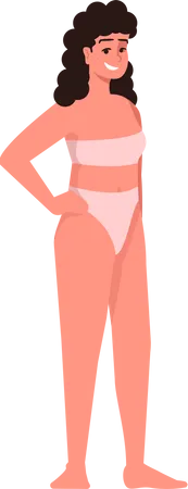 Woman dressed in two-piece swimsuit  Illustration