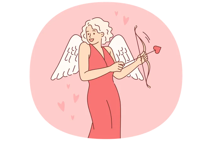 Woman dressed up for valentine  Illustration