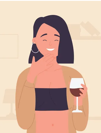 Woman Drinking Alcohol  Illustration