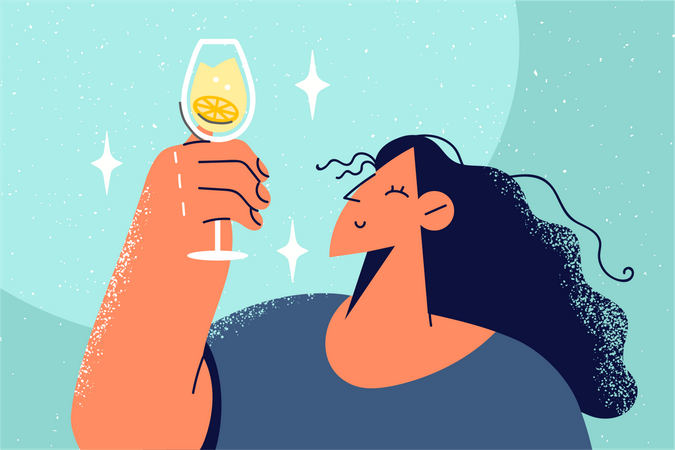 Woman drinking alcohol  Illustration