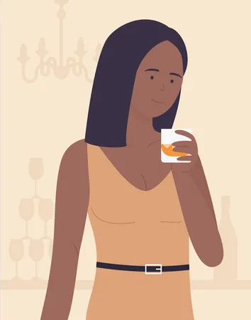 Woman Drinking Alcohol  Illustration