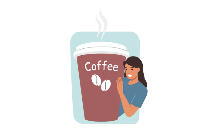 Woman drinking aromatic coffee  Illustration