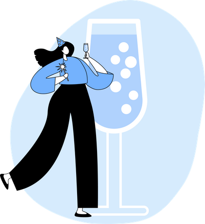 Woman drinking cocktail Illustration
