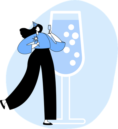 Woman drinking cocktail  Illustration