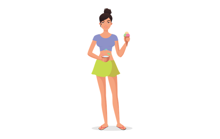 Woman drinking coconut drink  Illustration