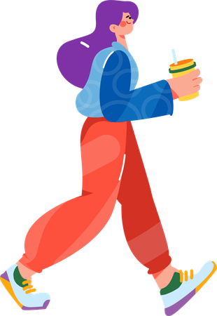 Woman drinking coffee cup  Illustration