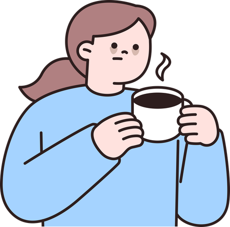 Woman drinking coffee due to stress  Illustration