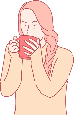 Woman drinking coffee  Illustration