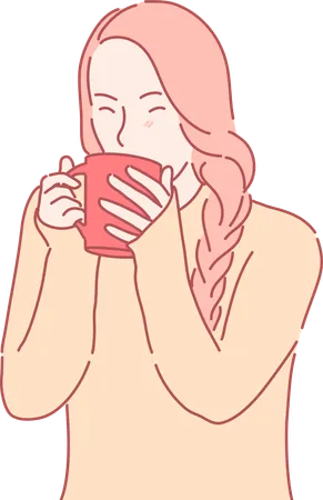 Woman drinking coffee  Illustration