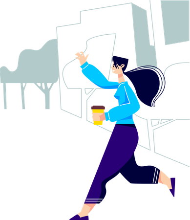 Woman drinking coffee while going to work  Illustration