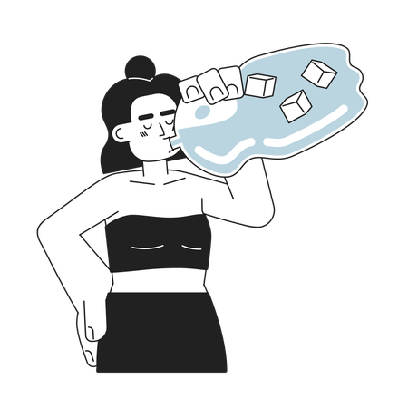 Woman drinking cold water  Illustration